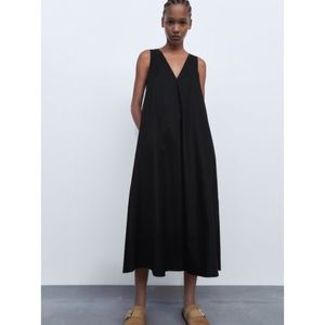 Zara black sleeveless trapeze dress